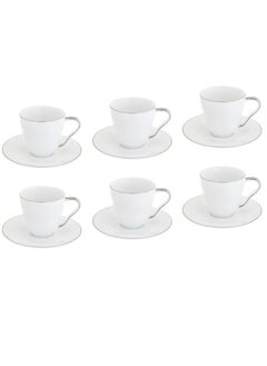 Buy porcelain Turkish coffee set 12 piece with silver line in Saudi Arabia