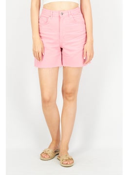 اشتري Women Solid Denim Short, Pink في الامارات