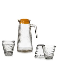 Buy 5 Pcs Glass Drinks Set Jug 1.5L With 4 Cups 300 ML in Saudi Arabia