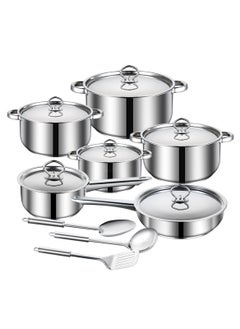 Buy 15-Piece Household Kitchen Soup Pot Set with Spoon x1 Large Spoon x1 Frying Spatula x1 Suitable for Various Stoves in UAE