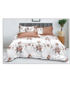 Buy 6-Pieces Glace Cotton Printed Fancy Comforters Set Fixed duvet, fitted bedsheets and pillowcase King Size F25 in UAE