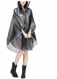 اشتري Raincoat, Rain Poncho for Adults, Women's Transparent Rain Poncho, Clear and Reusable Rain Resistant Poncho with Hoods and Sleeves for Travel, Festivals, Outdoors, Mountaineering في السعودية