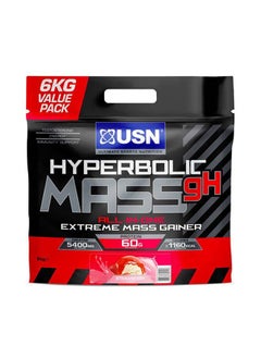 Buy USN Hyperbolic Mass Strawberry 6kg: High Calorie Mass Gainer Protein Powder for Fast Muscle Mass and Weight Gain, With Added Creatine and Vitamins in UAE