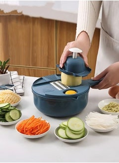 Buy 12 In 1 Vegetable Cutter,Leachable Vegetable Chopper With 6 Blades,Drain Basket ,Multipurpose Julienne Grater With Hand Guard For Ginger,Potatoes,Carrots in Saudi Arabia