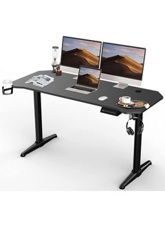 Buy RoyalPolar Sit Stand Home Office Ergonomic Electric Standing Desk Lifting Computer Desk Intelligent Workstation with 4 Height Memory Controller with Headphone Hook 140CM, Black in UAE