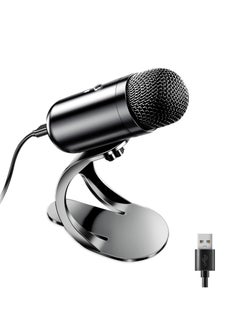 Buy USB Computer Microphone, Podcast Mic Desktop with Mute Button for Recording Streaming, Plug and Play Stand with Volume Control for PC, Laptop, Mac, Omnidirectional Condenser in Saudi Arabia