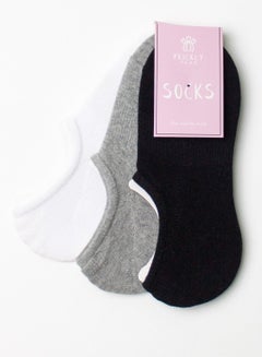Buy Pack Of 3 Non Slip Cotton Blend Mixed Ankle Socks in UAE