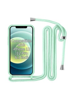 Buy SYOSI 6.1 inch Crossbody Case Compatible with iPhone 12/12 Pro, Mint Green, Scratch Resistant and Bumps TPU Material Phone Mobile Cover Neck Cord Lanyard Strap in UAE