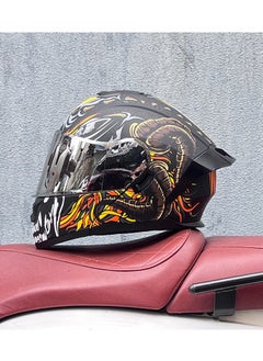 اشتري New Double Mirror Helmet Semi Full Cover Four Seasons Motorcycle Helmet في السعودية