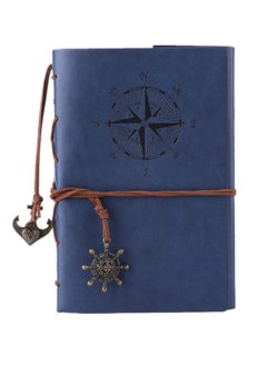 Buy Travelers Notebook Diary, Vintage literature PU, Leather Soft Cover, A6 Refillable Pages, Stationery Gift, with Blank Pages and Retro Pendants 80pages (Deep Blue) in UAE