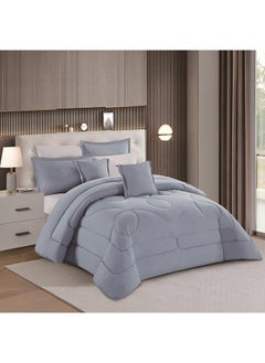 اشتري Duvet Cover Set 8 Pieces Comforter Set with Bed Skirt Quilt Cover Fitted Sheet Pillow Cover Comforter 220X240 cm King Size Mattress في الامارات