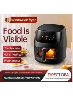 Buy 8L Airfryer visable Airfryer oven 8-in-1 Air Fryers with Led Digital Touchscreen,with Visible Cooking Window,Oil-Free,Easy To Clean Non-Stick Basket,Customized Temp/Time,Automatic power off protection in UAE