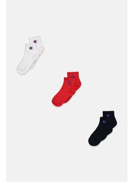 اشتري Kids Boy 3 Pairs Brand Logo Socks, Navy/White/Red في الامارات