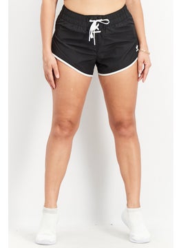 اشتري Women Sportswear Fit Brand Logo Laced Shorts, Black في الامارات