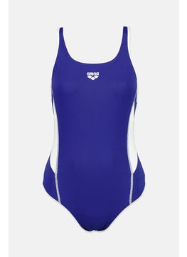 اشتري Women Brand Logo Sleeveless One Piece Swimsuit, Purple في السعودية