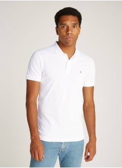 Buy Men's Slim Cotton Stretch Polo Shirt -  cotton stretch piqué, White in UAE