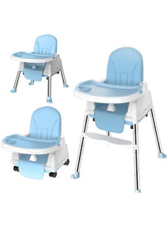 Buy Baby High Chair with Safe Meal Tray, Adjustable Height Baby Feeding Chair, Foldable Baby Dining Chair, for Babies and Toddlers (Sky Blue) in Saudi Arabia