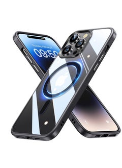 اشتري Electroplated Case for iPhone 15 Pro Max 6.7-Inch, Camera Lens Full Protection, Compatible with MagSafe Wireless Charging, Shockproof Soft TPU Phone Cover - Black في مصر