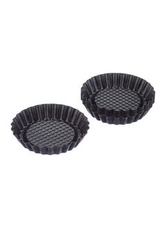 اشتري Non Stick 4.2 Inch Quiche Pans Removable Bottom Mini Tart Pans Set Tart Mold Cheesecake Pan Tart Mold Set of 6 Round Shape Black في السعودية