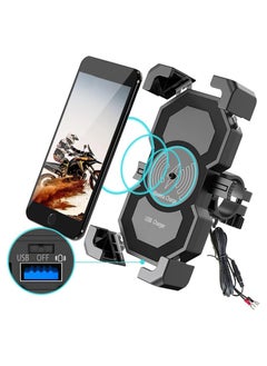 Buy Upgraded 12-95V Electrmobile Motorcycle Phone Mount with Wireless and USB Charger Cell Phone Holder for Motorcycle Electric Motorcycle Electric Bicycle ATV Boat Snowmobile in Saudi Arabia