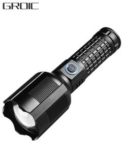 Buy USB Rechargeable Led Flashlight, 100000 Lumens Super Bright High Lumens, 3 Modes, IPX6 Waterproof, Tactical Flash Light for Outdoor in UAE