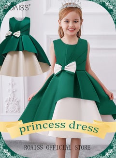 Buy Girls Party Dress Bow Front Contrast Mesh Ruffle Gown Princess Dress Sleeveless Toddler Little Kids Party Wear Wedding Evening Formal Pageant Dance Gown for Birthday Green in UAE