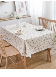 Buy 1-Piece European Pastoral Style Dandelion Printing Lacework Tablecloth/Rectangular Table Cover Cotton and Linen Beige/Grey/White 140 x 200 Centimeter in UAE