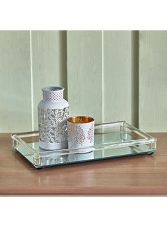 اشتري Evren Mirror Glass Plate with Glass Handles 33 x 4.5 x 20 cm في الامارات