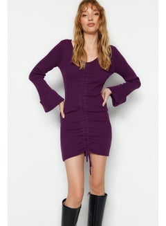 Buy Purple Mini Knitwear V-Neck Dress TWOAW22EL0564 in Egypt