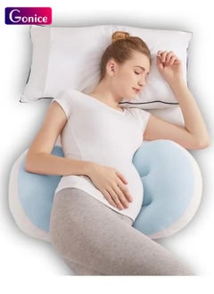 Buy Maternity Pillow, Pregnancy Body Pillow Support for Back, Legs, Belly, Hips of Pregnant Women, Detachable and Adjustable with Pillow Cover (Blue) in UAE