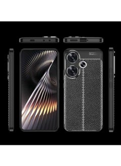 اشتري Xaomi Poco F6 5G Carbon Fiber Litchi Pattern Case Cover , Ultra-thin, stylish, and shockproof protection with anti-slip grip in black. في مصر