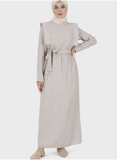 Buy Striped Belt Detail Dress in UAE