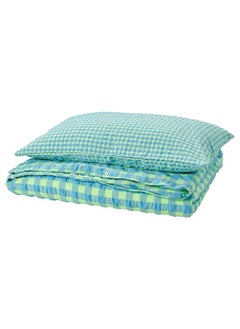 Buy Duvet Cover And Pillowcase Light Green/Light Blue 150X200/50X80 Cm in Saudi Arabia