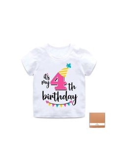 Buy It's My 4th Birthday Printed Kids Lovely Cotton T-Shirt in UAE