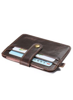 Buy Leather Wallet with Button, Slim Minimalist Wallet for Credit Card, Bank Cards and Various Small Cards (Deep Coffee) in UAE