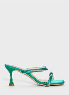 Buy Strappy Embellished Heeled Mule in UAE