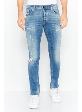 اشتري Men Skinny Fit Stretchable Denim Jeans, Washed Blue في الامارات