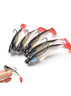 Buy Fishing Lure Set,8cm Soft Bait Head Sea Fish Lures Tackle Sharp Treble Hook T Tail Artificial Bait,Lifelike Bass for Saltwater and Freshwater-5PCS in UAE