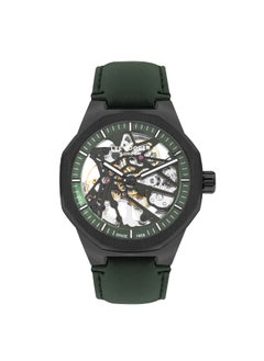 Buy Lee Cooper Men's G3265 Movement Watch, Automatic Display and Leather Strap - LC07904.077, Green in UAE