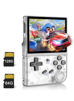 Buy RG35XX Handheld Game Console, 3.5 Inch IPS Screen Linux System Retro Video Games Consoles, Portable Pocket Video Player with 8000+ Games (White, 64G+128G) in Saudi Arabia