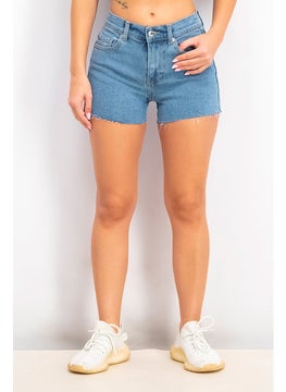 Buy Women Slim Fit Denim Shorts, Blue in UAE