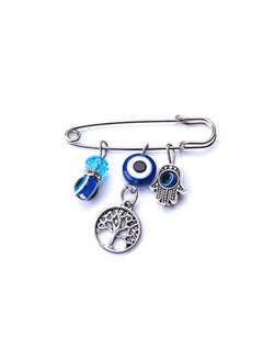Buy Blue And Silver Color Evil Eye Hamsa Life Tree Stroller Pin For Baby Good Luck in UAE