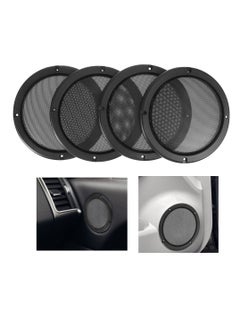 Buy 6.5 Inch Universal Car Speaker Cover Grille, 4 Pieces Replacement Dust-Proof Car Speaker Grille Auto Assembly Parts (Black) in UAE