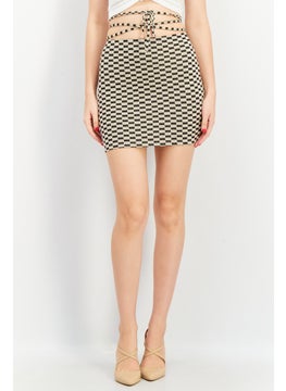 اشتري Women Checkered Mini Skirt, Black/Grey في الامارات