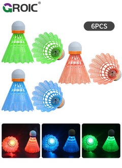 اشتري LED Badminton Shuttlecocks Dark Night Glow Birdies Lighting for Outdoor & Indoor Sports Activities, LED Nylon Shuttlecocks for Night (Nylon 6 pcs) في الامارات