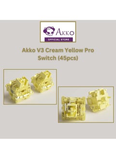 اشتري Akko V3 Pro مفتاح لوحة المفاتيح الميكانيكية باللون الأصفر الكريمي، مفاتيح خطية، فتحة LED 5 دبابيس 50gf RGB، غطاء شفاف، مفاتيح MX لمجموعة DIY/لوحة مفاتيح Gamer Barebones (45 قطعة) في الامارات