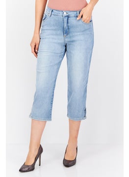 Buy Women Regular Fit Washed Stretchable Jeans, Blue in UAE