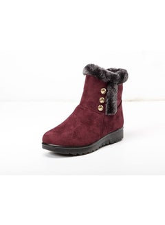 Buy Women's Soft Soled Cotton Boots Wine Red in UAE