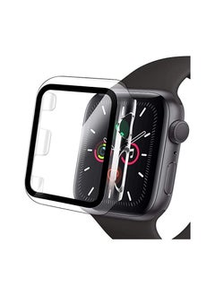 اشتري Compatible Apple Watch Case 44mm with Screen Protector Series 6/SE/5/4, Clear Hard PC Bumper Case + 9H Bulletproof Glass Screen Protector Full Protective Cover Case for iWatch في مصر