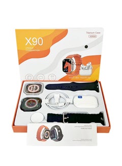 اشتري Smart Watch X90 Ultra Max Series 8 Band Health Fitness Tracker Sports Watch Support Nfc + Additional Replacement Strap 49mm - With Wireless Bluetooth Earphone Multicolor في السعودية